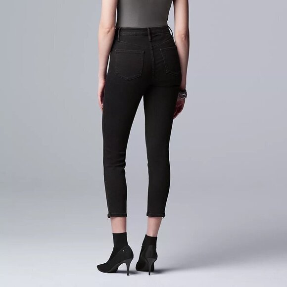 Simply Vera Wang Womens Black High Rise Ankle Zipper Crop Skinny Jeans Sz 8 New - Picture 5 of 11